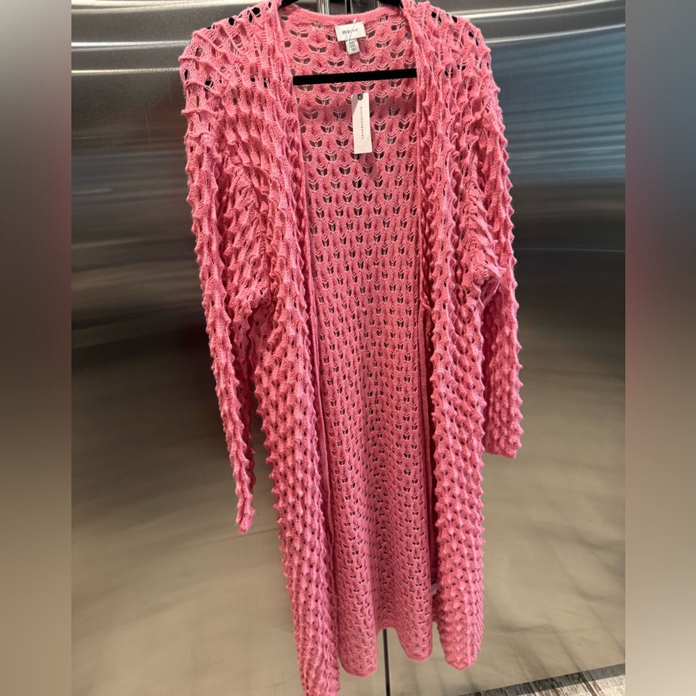 Pink Knit Long Cardigan